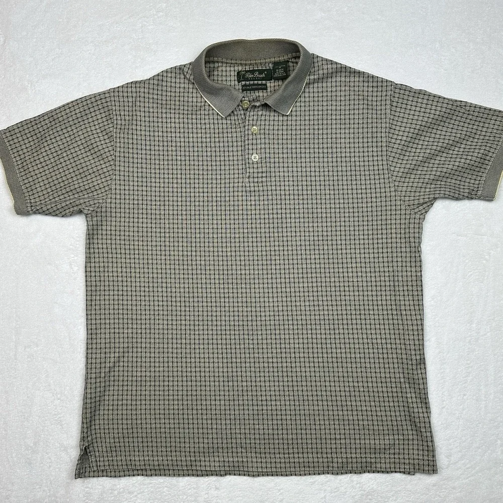 Palm Beach Resort Men's Double Mercerized Polo Rugby checkered Pattern Sz M